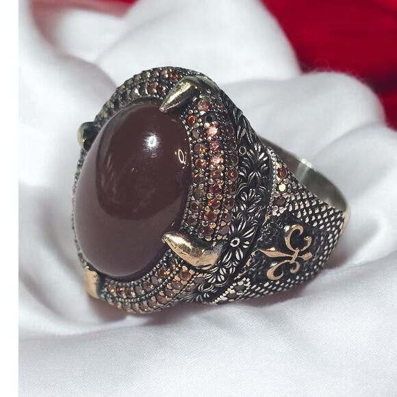 Carnelian 925 Silver Vintage Men's Ring Size 11.5 - Picture 1 of 13